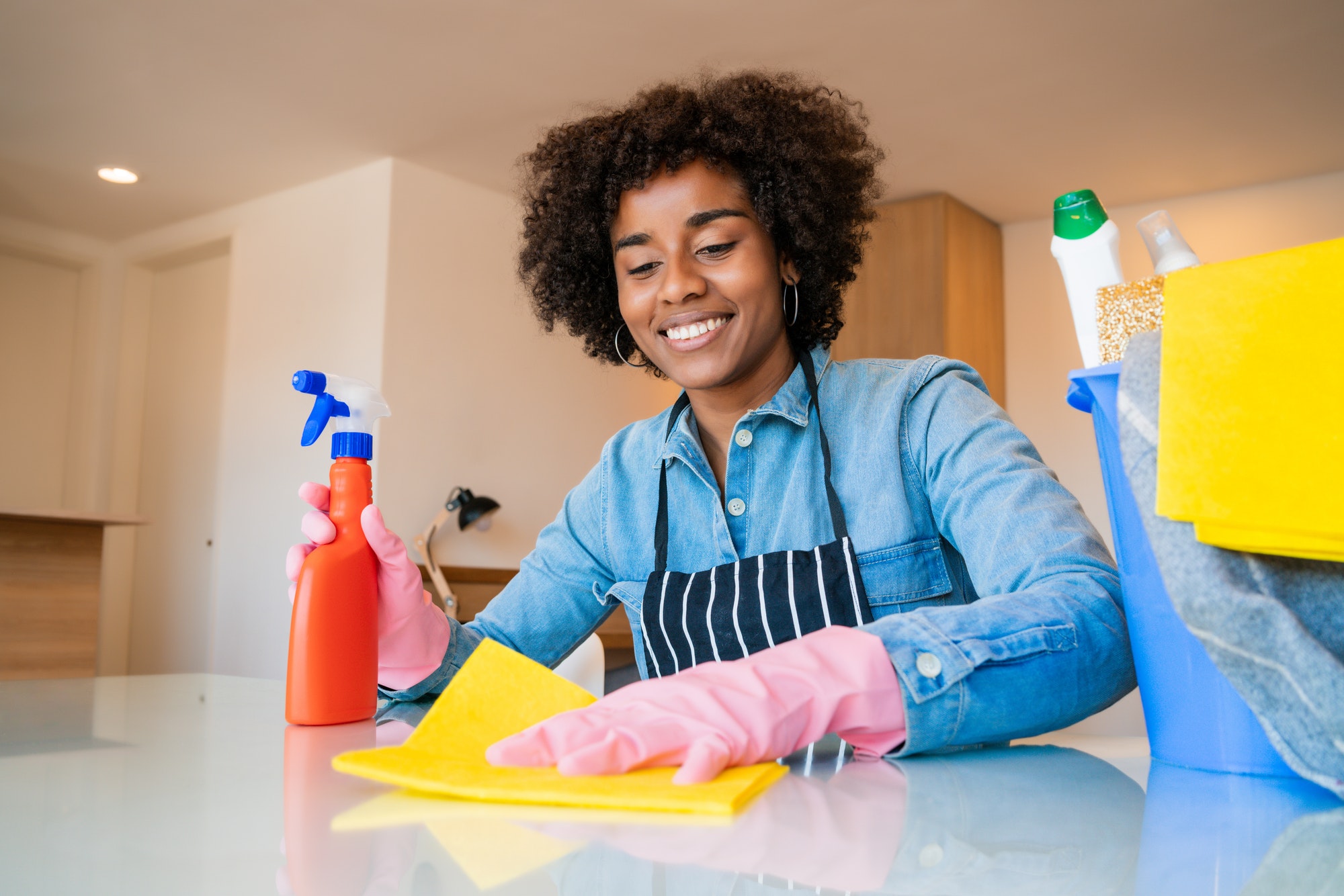 Woman cleaning technician A to Z